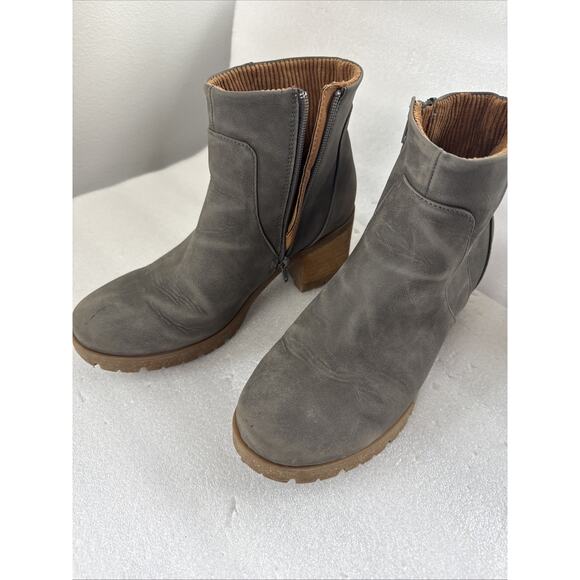 Korks By Kork Ease Esmeralda Lug Sole Leather Platform Ankle Boots Gray 8.5M - Picture 13 of 16